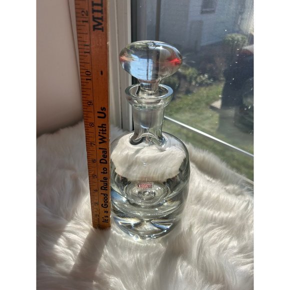 krosno very heavy glass decanter with controlled bubble alcohol bar cart MCM - Picture 6 of 8